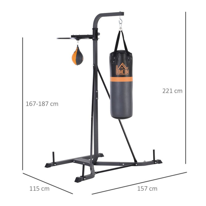 HOMCOM Freestanding Boxing Punch Bag & Speed Ball Station Hanging Frame Training Exercise Platform Home Gym Heavy Duty