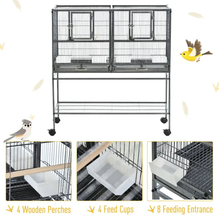 Large Bird Cage for Finch Canaries Parakeets Cockatiels W/ Food and Water Bowls