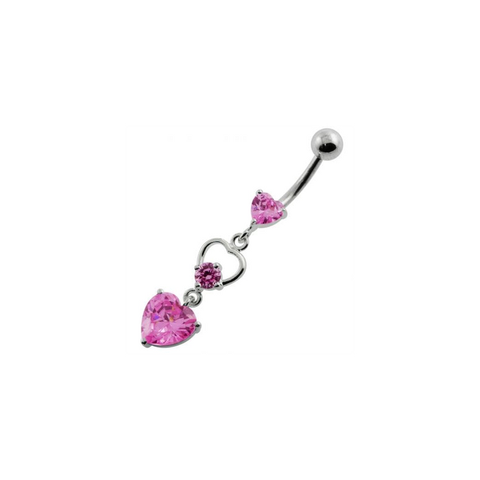 Jeweled Heart Cutout Navel Belly Piercing