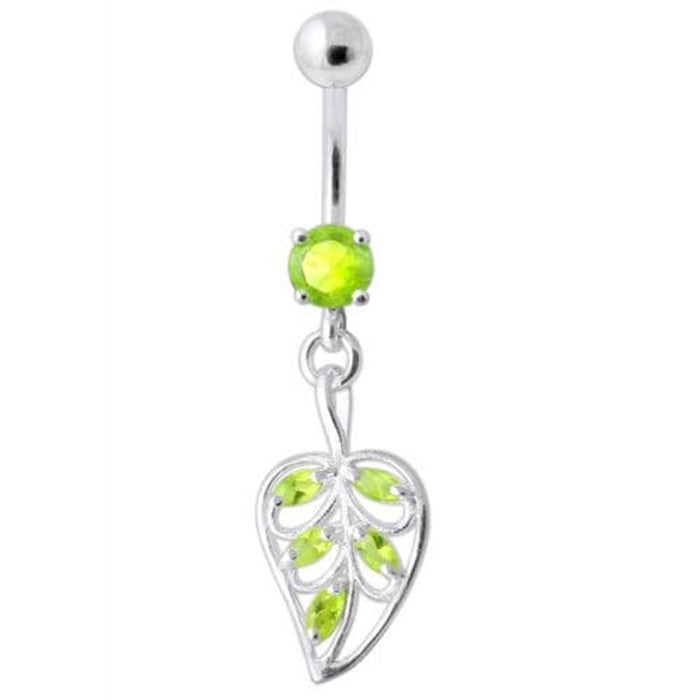 Jeweled Leaf Navel Belly Ring