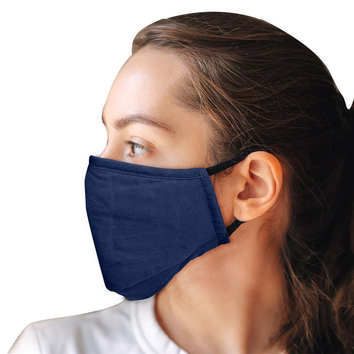 Cotton Mask- 3-Layer w/ Filter Pocket - Adults - Blue