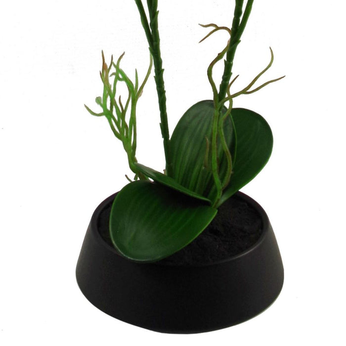 Large Pink Yellow Artificial Orchid - High-Quality 43cm - Ceramic Planter