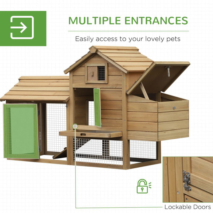 Small Chicken Coop Hen Cage Nesting Box Outdoor Run Wood Color 150.5 x 54 x 87cm