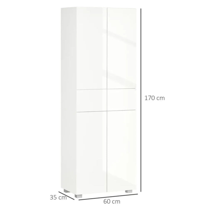 4-Door Kitchen Cupboard Freestanding Storage Cabinet w/ Shelves & Drawers White