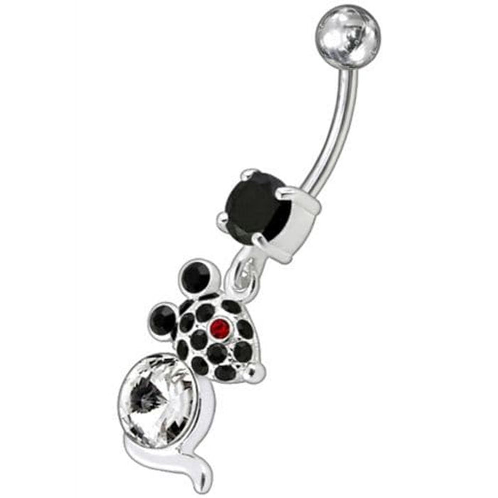 Jeweled Dangling Banana Bar Fancy Small Rat Belly Ring