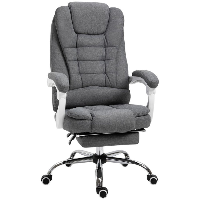 Premium Grey Swivel Office Chair w/ Reclining Footrest & Armrest - Ultimate Comfort & Productivity