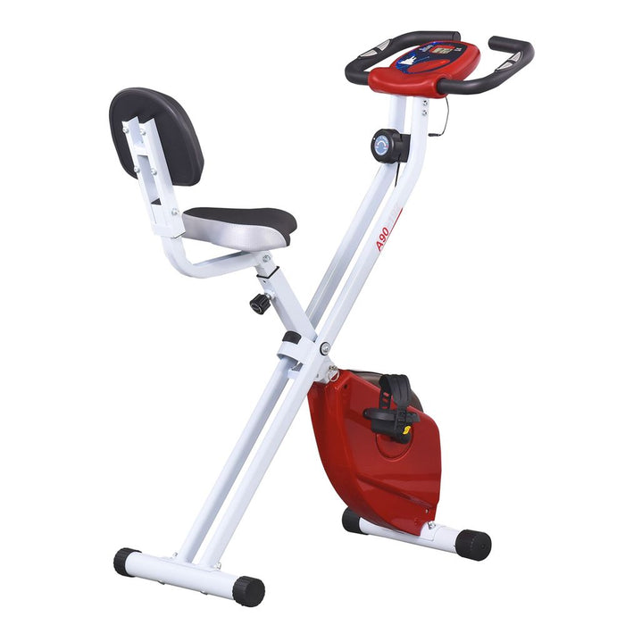 Magnetic Exercise Bike | Foldable & Adjustable | LCD Monitor | Red HOMCOM