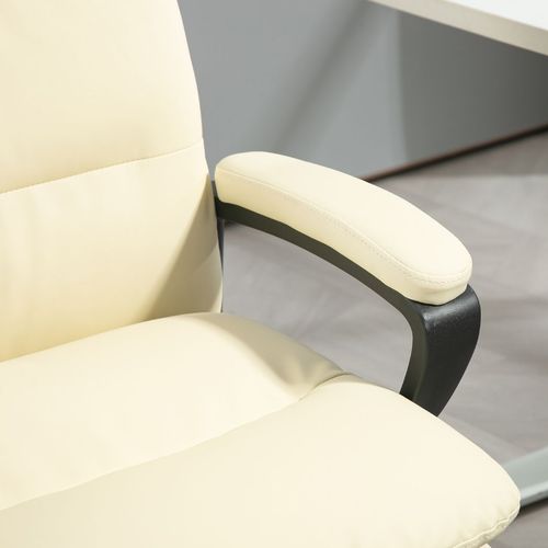Vinsetto PU Leather Office Chair with Arm, Adjustable Height, Cream White