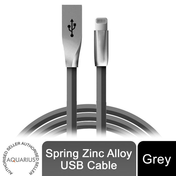 High-Quality 1m Spring Zinc Alloy Lightning to USB Sync and Charge Cable - Space Grey