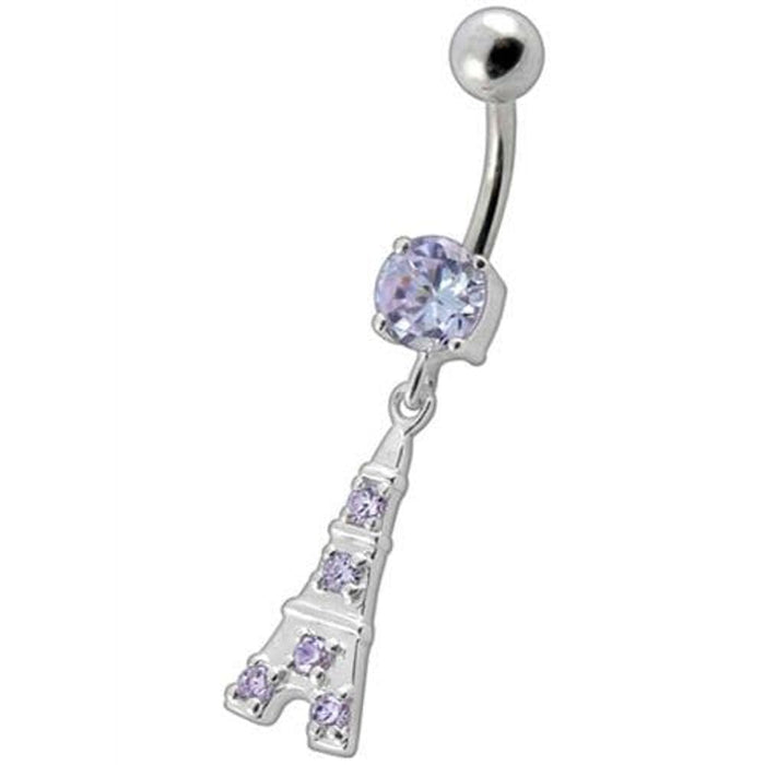 Fancy Jeweled "Eiffel Tower" Dangling Belly Ring