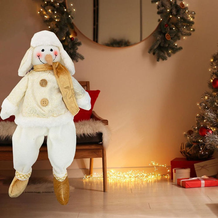 Premium Christmas Xmas Snowman - 27cm Tall - Gold - Free-Standing - Soft Fabric - Perfect Gift!