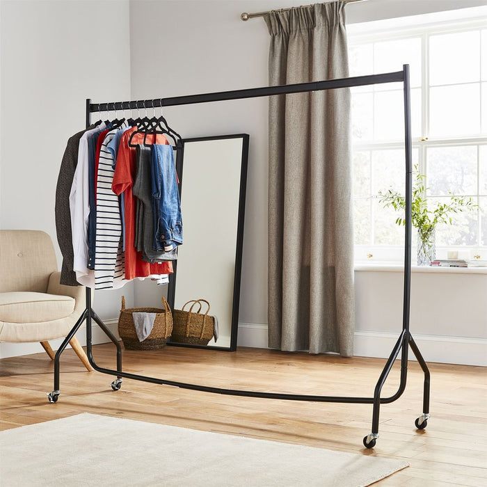 Premium Quality 6ft Black Clothes Rail: Extra Heavy Duty, Easy to Assemble. Perfect for Extra Hanging Space!