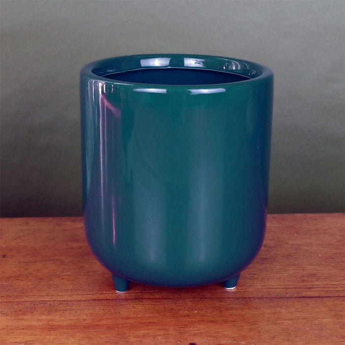 Premium High-Quality Dark Teal Ceramic Planter | Feet | Plant Pot