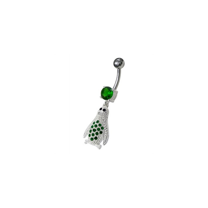 Jeweled Penguin Dangling Belly Ring