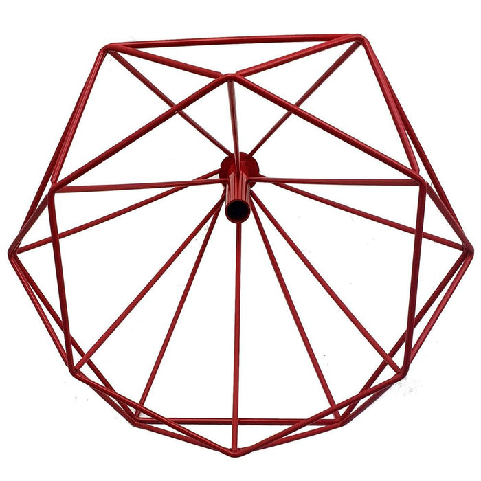 Retro Red Colour Geometric Wire Cage Design Easy Fit Lighting