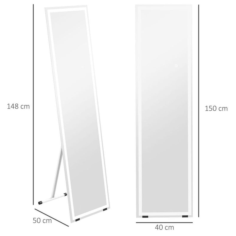 HOMCOM LED Lighted Full Length Mirror - Dimmable & Stylish Bedroom Decor