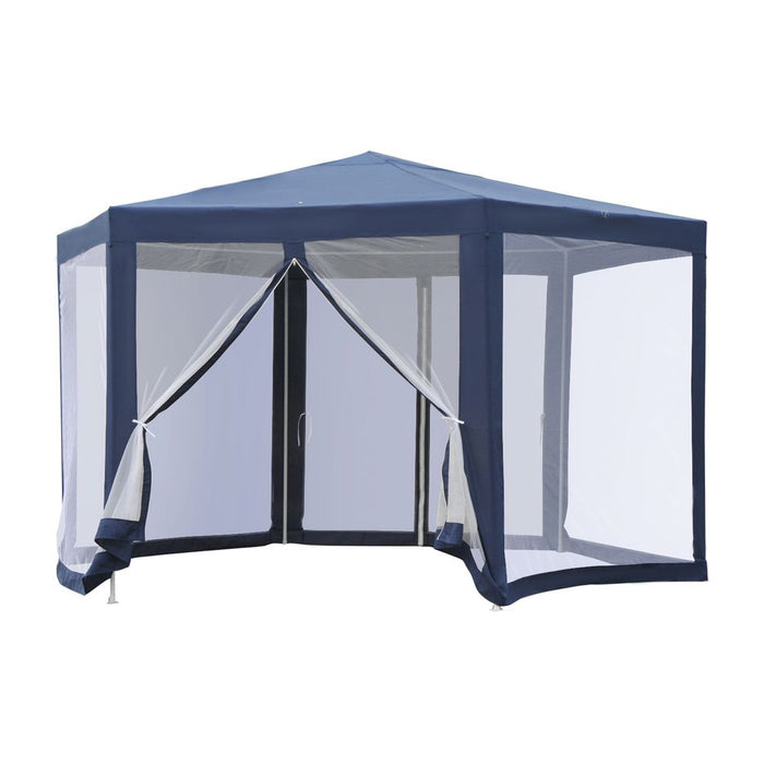 Sturdy Hexagon Sun Shade Canopy Tent w/ Protective Mesh Walls & UV Protection