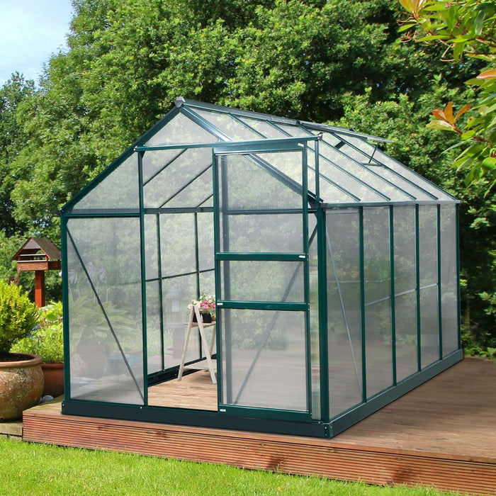 Clear Large Walk-In Greenhouse Garden Plants Grow Galvanized Base, Slide Door