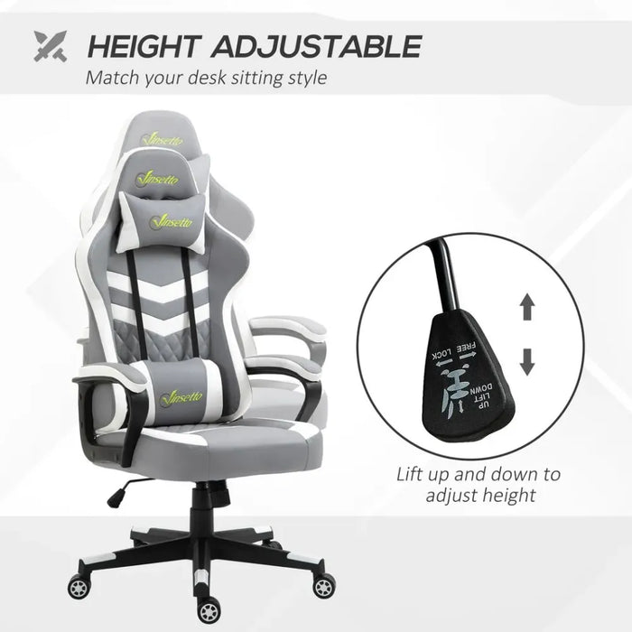 Revolutionary Racing Gaming Chair: Lumbar Support, Headrest, Grey White - Buy with Confidence!