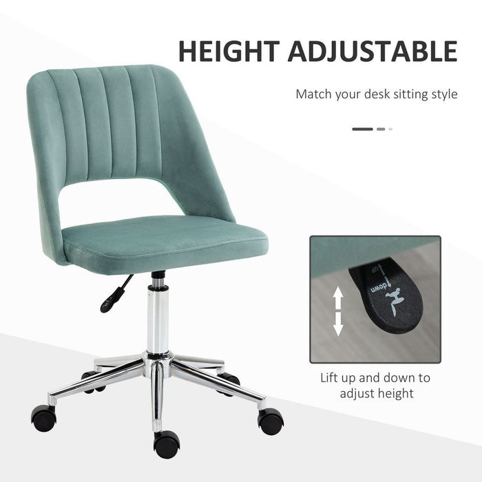 Luxurious Velvet Swivel Office Chair - Green - High Back - Comfortable - 120kg Capacity