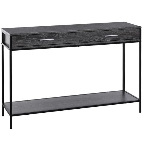 Console Table Worktop Bottom Shelf 2 Drawer Industrial Minimal Grey
