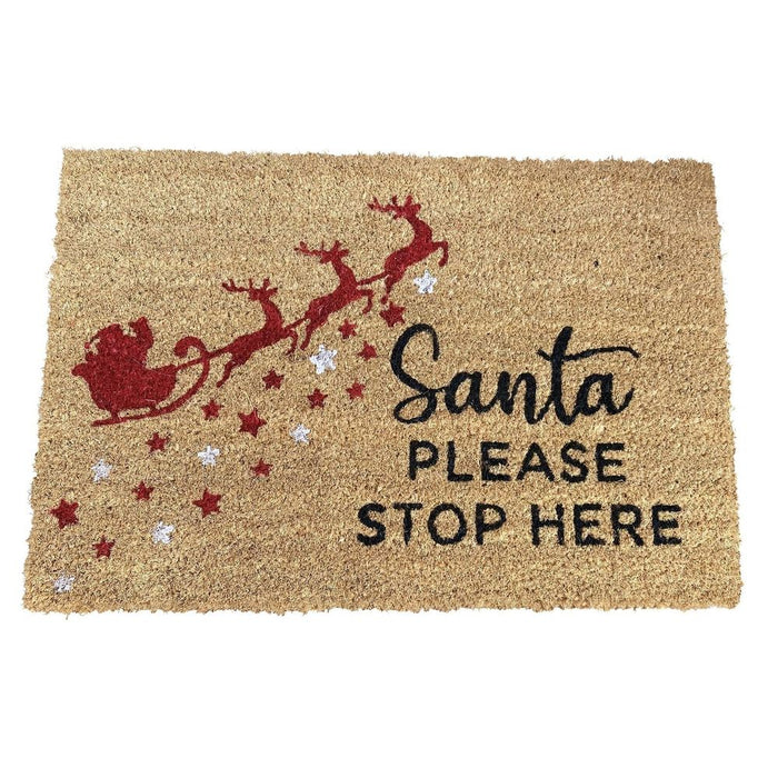 Festive Santa Stop Here Doormat - High Quality, Festive Design - D40.5 x H1 x W60cm