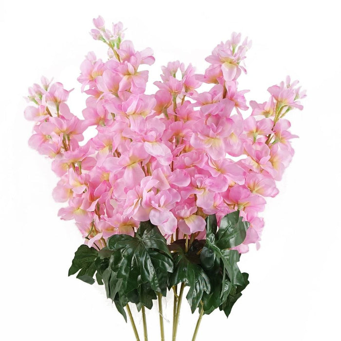 6pc 75cm Delphinium Pink Silk Stem - Premium Quality Artificial Flowers for Arrangements & Decor