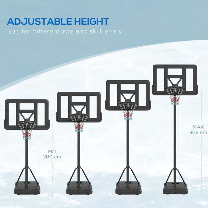 SPORTNOW Portable Basketball Hoop w/ Wheels, Adjustable Height, Black