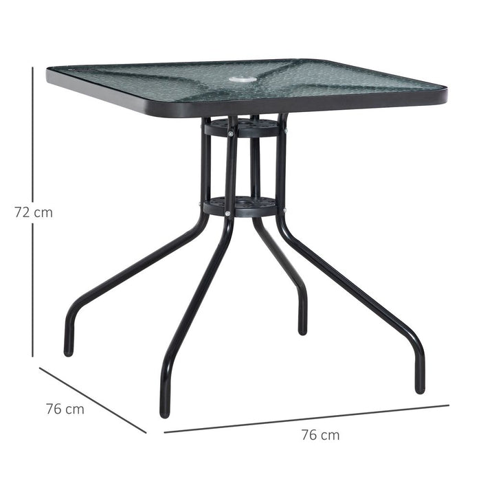 Outsunny Square Patio Table - Tempered Glass Top, Garden Dining - 76 x 76cm