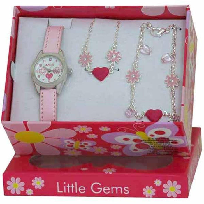 Ravel Little Gems Hearts Set - Watch, Necklace & Bracelet - Clearance! Recharge Needed - Top Seller