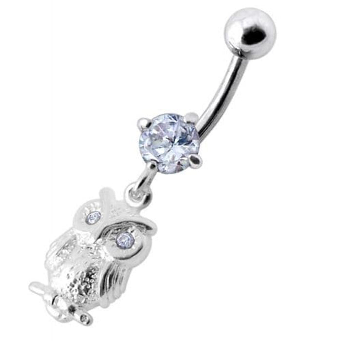 Jeweled Owl Navel Ring