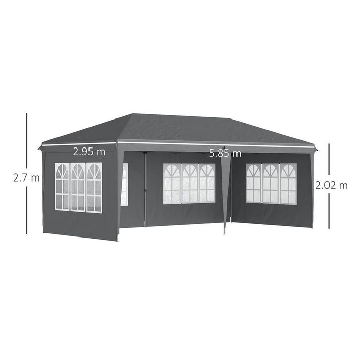 Outsunny 3 x 6m Heavy Duty Gazebo Marquee Party Tent with Storage Bag Grey