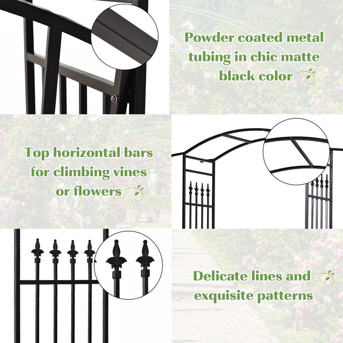 Durable Black Steel Frame Garden Arch w/ 2-Seater Bench - Perfect for Climbing Plants & Relaxing