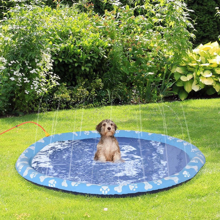 170cm Non-slip Dog Splash Pad - Outdoor Pool for Pets - Blue