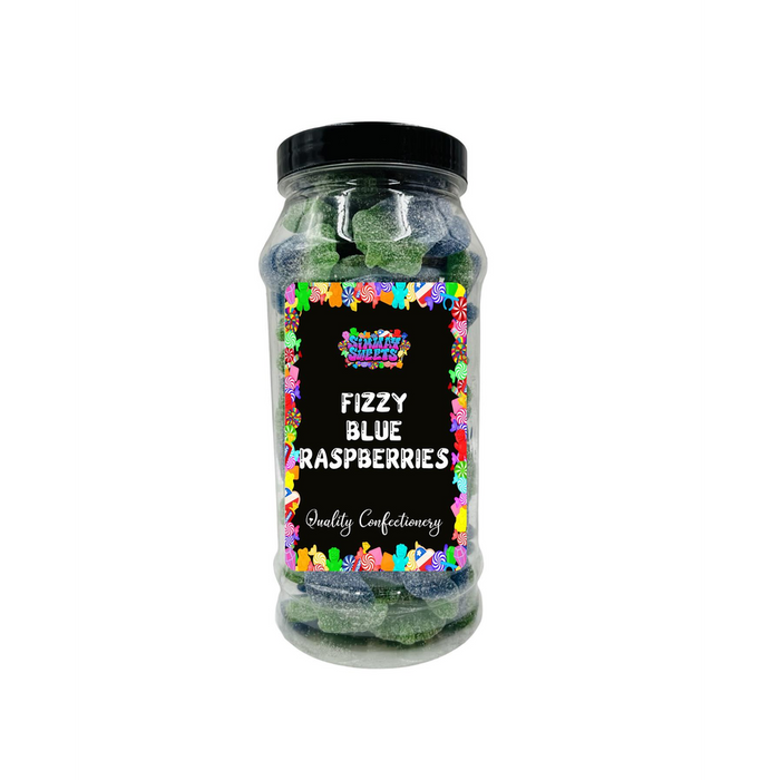 Fizzy Blue Raspberries - Retro Sweets Gift Jar - Blue Sweets - Free Delivery