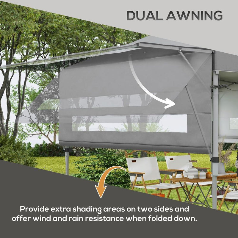 Premium Outsunny Pop Up Gazebo - 5x3(m), Dual Awning, Grey