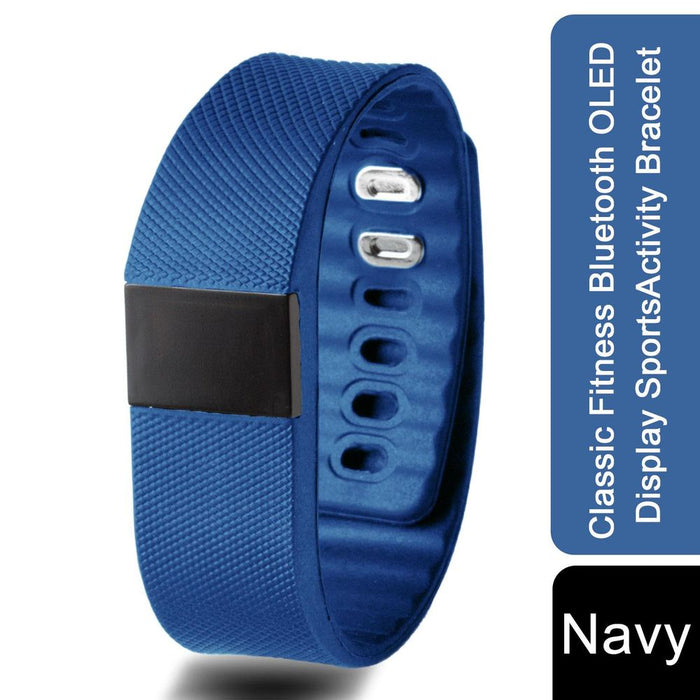 BAS-Tek Classic Fitness Bluetooth Sports Activity Bracelet - Navy