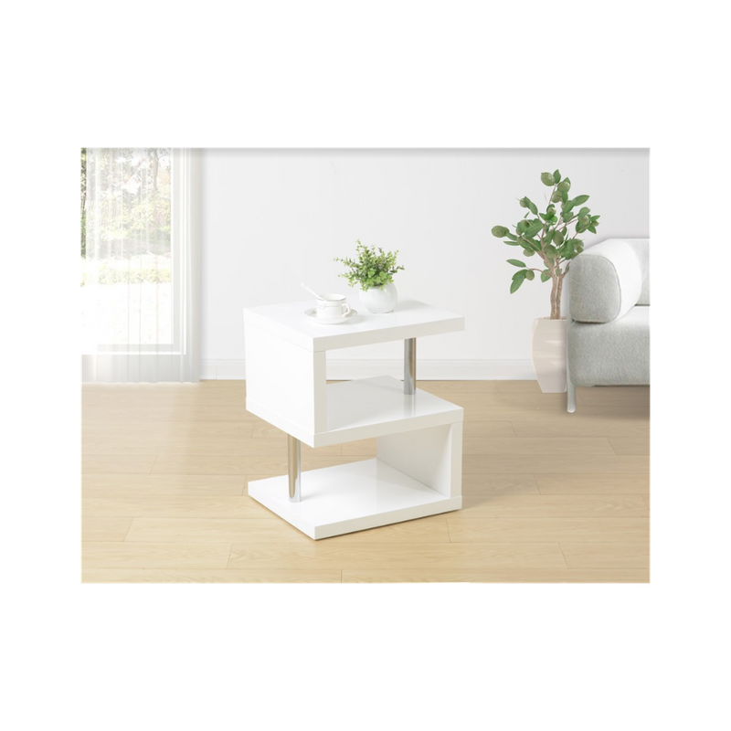EFFULGENCE 3 Layer WHITE Coffee Table with BLUE LED Light