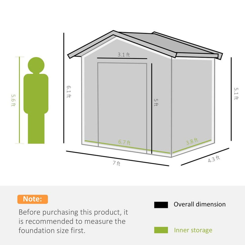 Outsunny Garden Shed Storage Unit - Locking Door, Floor, Vent - Green