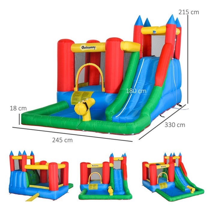 Ultimate Fun: Kids Bouncy Castle with Slide, Water Pool, Climbing Wall & Trampoline - Top Quality!