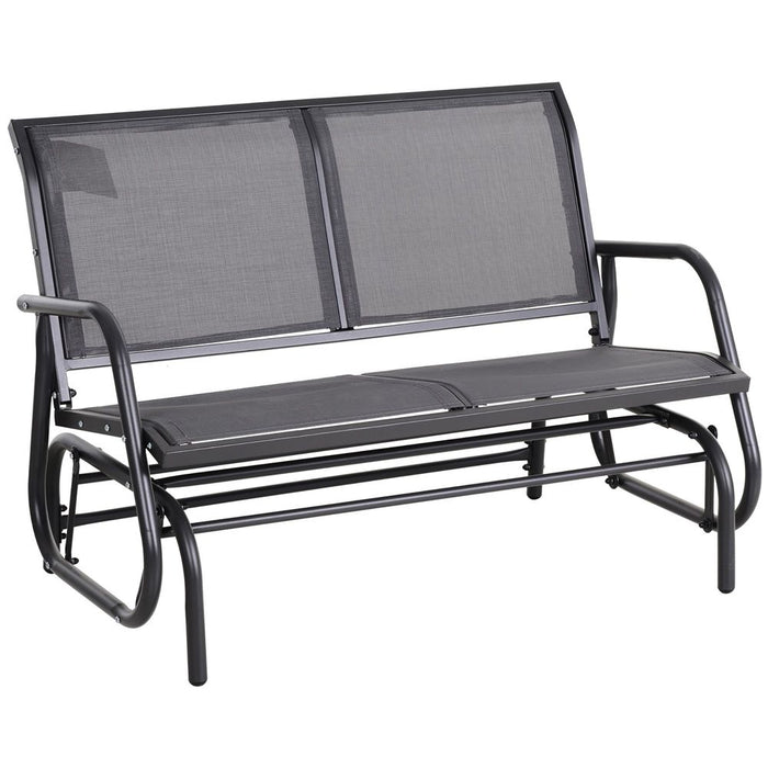 2-Person Glider Bench Patio Double Swing Gliding Chair Loveseat Grey Armrest