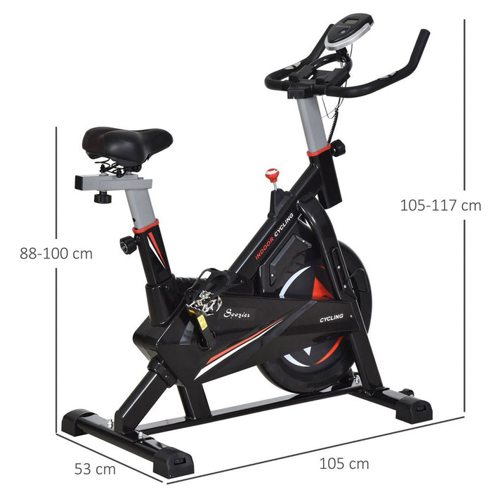 HOMCOM Stationary Exercise Bike, 10kg Flywheel Cycling Machine with Adjustable Resistance, LCD Monitor, Phone and Bottle Holder for Home Gym Office Cardio Workout Aerobic Training