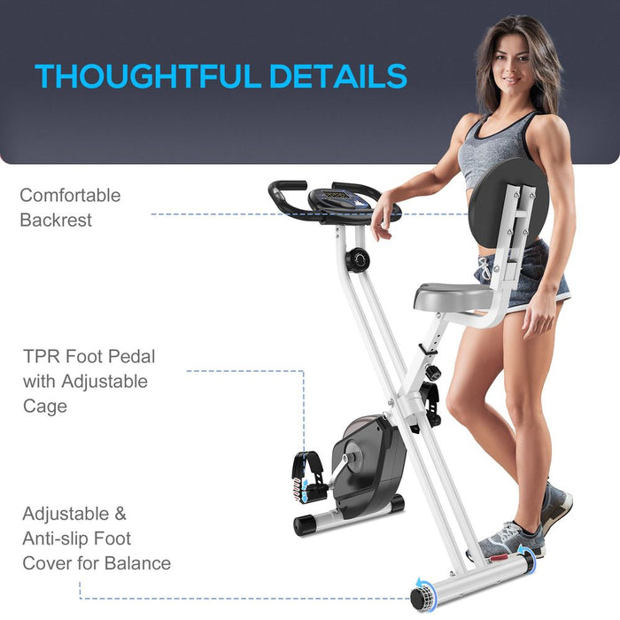 Luxurious HOMCOM Foldable Exercise Bike - Magnetic Resistance, LCD, Adjustable Seat - Grey