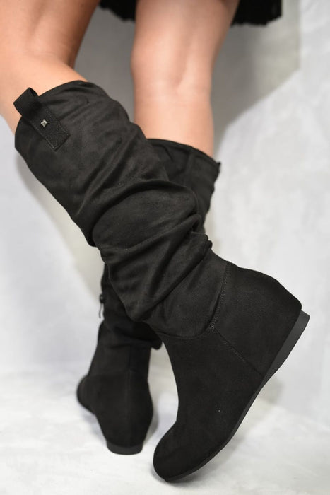 Slouchy Zip Detail Knee High Boots