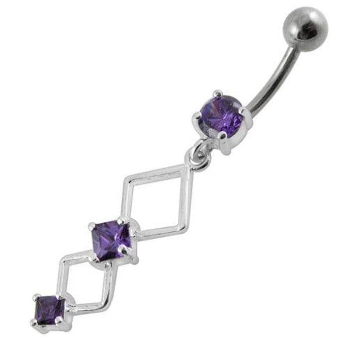 Fancy Jeweled Dangling Curved Bar Navel Ring Body jewelry