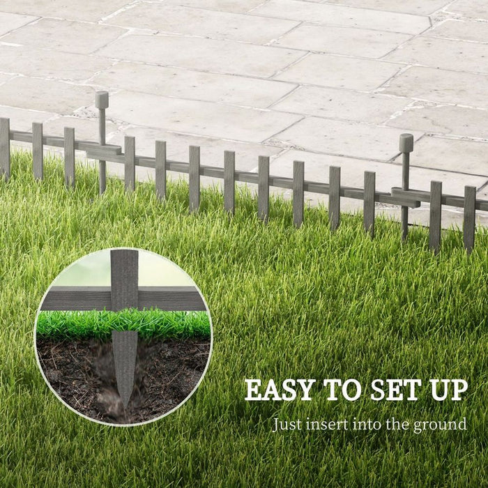 High-Quality Outsunny Wooden Garden Fencing, Grey - Landscape Edging for a Perfect Outdoor Space