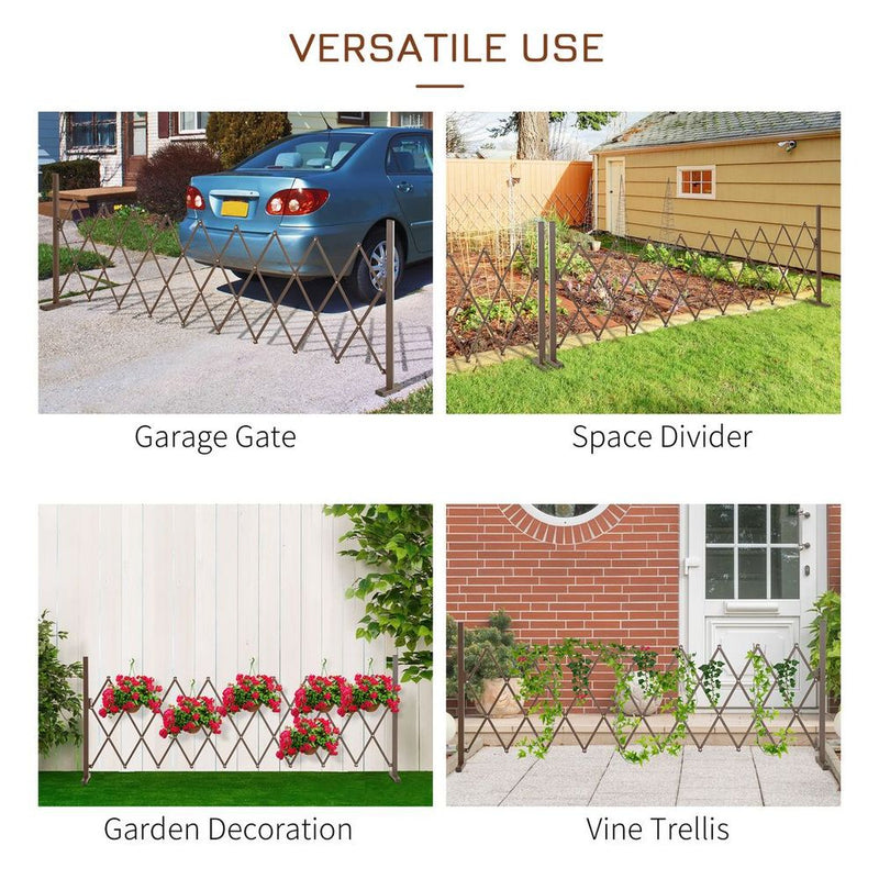 Outsunny Aluminum Fence Panel - Foldable & Movable - Dark Brown - Best Quality