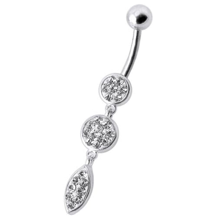 Fancy Pressure Setting  Jeweled Dangling Belly Ring