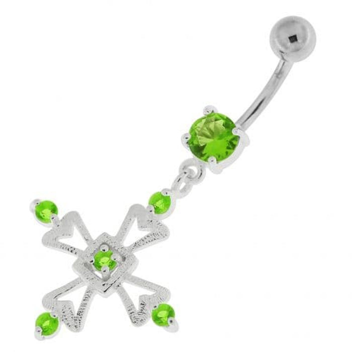 Jeweled Irish Cross Navel Belly Button Ring