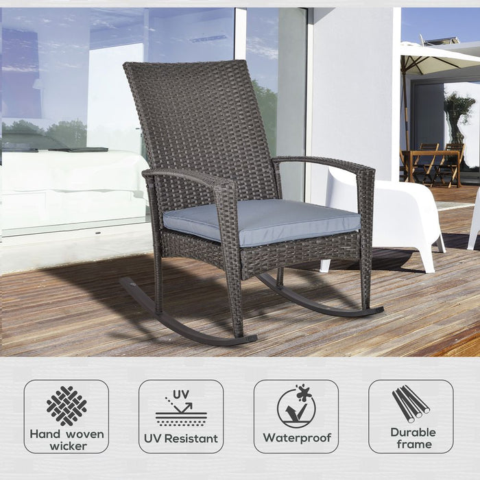 Premium Outsunny PE Rattan Rocking Chair - High-Quality & Stylish - Perfect for Outdoor Gardens